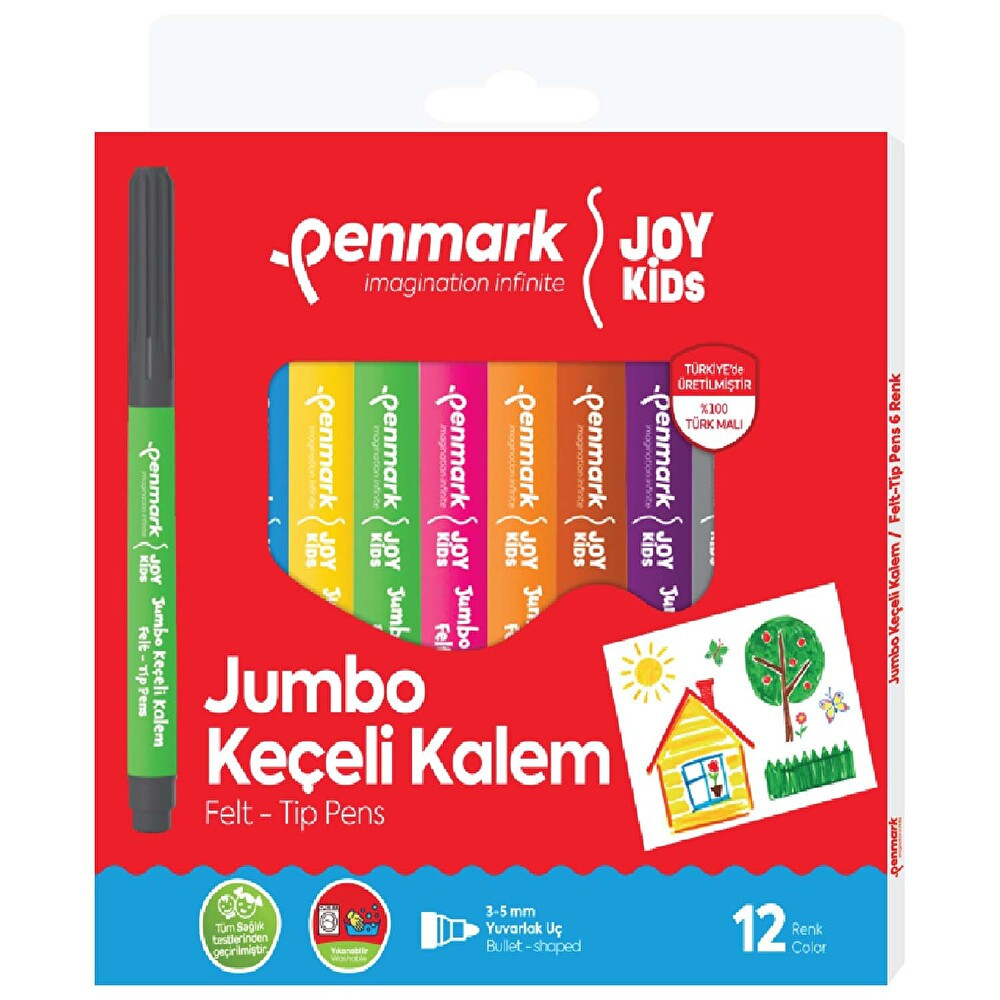 Penmark Süper Yıkanabilir Jumbo Keçeli Kalem 12 Renk Keçe Uçlu Kalem Fiyatı