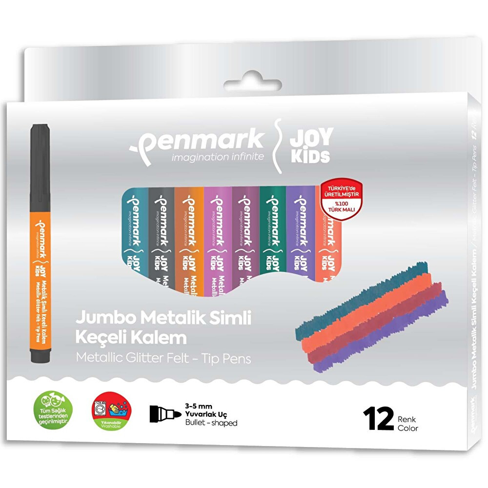 Penmark Yıkanabilir Metalik Simli Jumbo Keçeli Kalem 12 Renk Keçe Uçlu Kalem Fiyatı