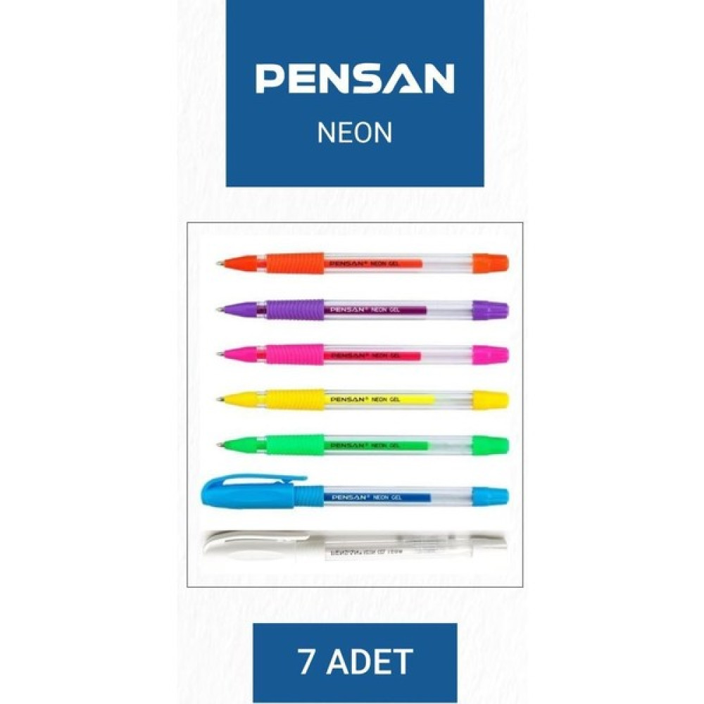Pensan Jel Neon Renk Tükenmez Kalemler 7 Renk Set - Renkli Jel Mürekkepli (Roller) Kalem Fiyatı