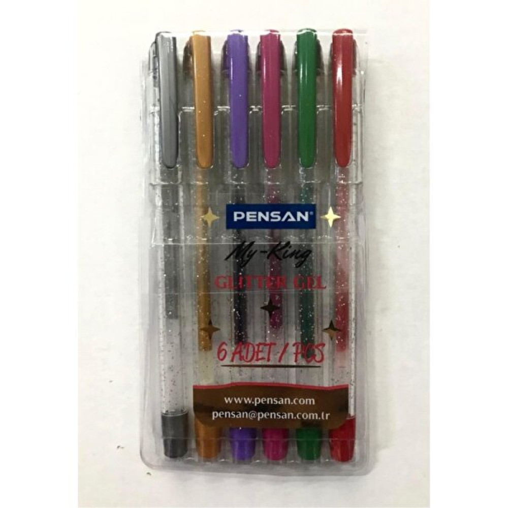Pensan My-King Glitter Gel Simli Kalem 6'lı Poşet Jel Mürekkepli (Roller) Kalem Fiyatı