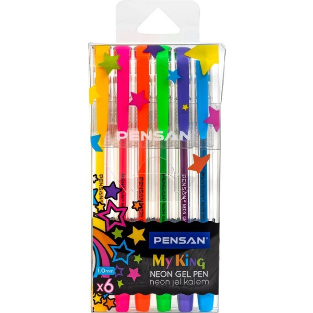 Pensan My King Neon Gel Kalem Seti ( tek paket 6 adet ) Jel Mürekkepli (Roller) Kalem Fiyatı