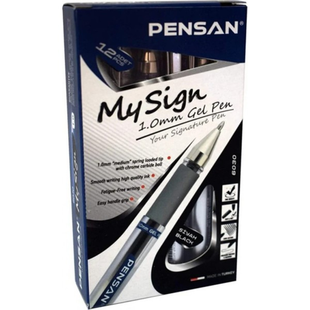 Pensan My Sign 1.0 Jel Mürekkepli Imza Kalemi 12'li (1 Kutu) - Siyah Jel Mürekkepli (Roller) Kalem Fiyatı