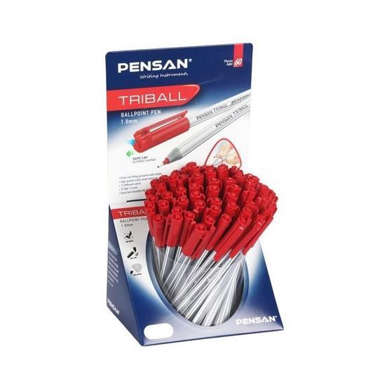 Pensan Trıball Kırmızı Stand 60'Lı Tükenmez Kalem Tükenmez Kalem Fiyatı