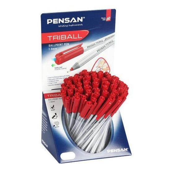 Pensan Trıball Kırmızı Stand 60'Lı Tükenmez Kalem