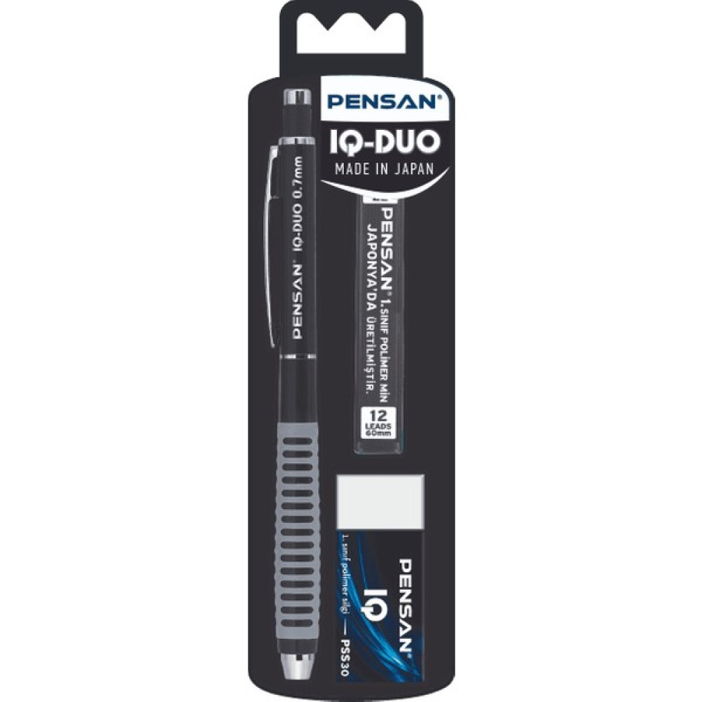 Pensan Versatil 0.7 Iq Duo Silgi+Min Set 4008 - Siyah Mekanik Kurşun (Versatil) Kalem Fiyatı