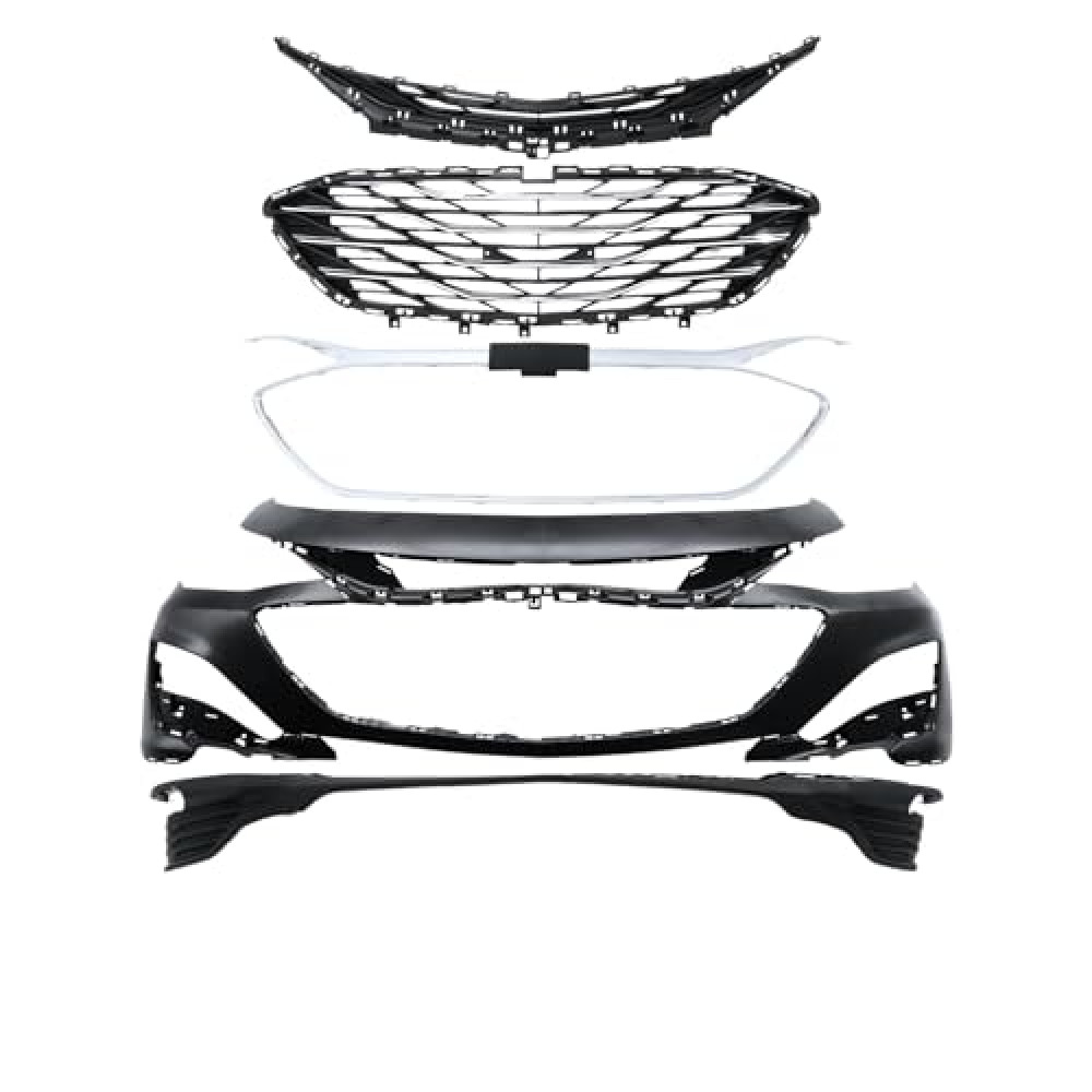 PENSUN Front Bumper Cover w/Grill Grille Trim Fit for Chevy Chevrolet Malibu 2019-2022 (W/O Fog Lights)