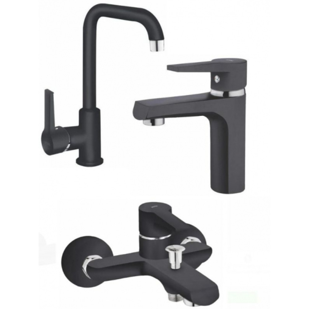 Penta Agena Sıyah Serı Banyo-Lavabo-Evıye Bataryası 3Lu Set Duş Başlığı Fiyatı