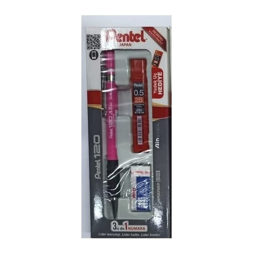 Pentel A315-3AS 120A3 (0.5mm) 3'lü Okul Seti - (Kalem+Silgi+Hediye Min, Pembe Oto Boyaları Fiyatı
