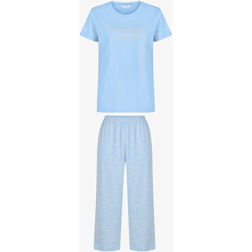 Penti Açık Mavi Wonderful Pamuklu Kapri Pijama Takımı Kadın Pijama Fiyatı