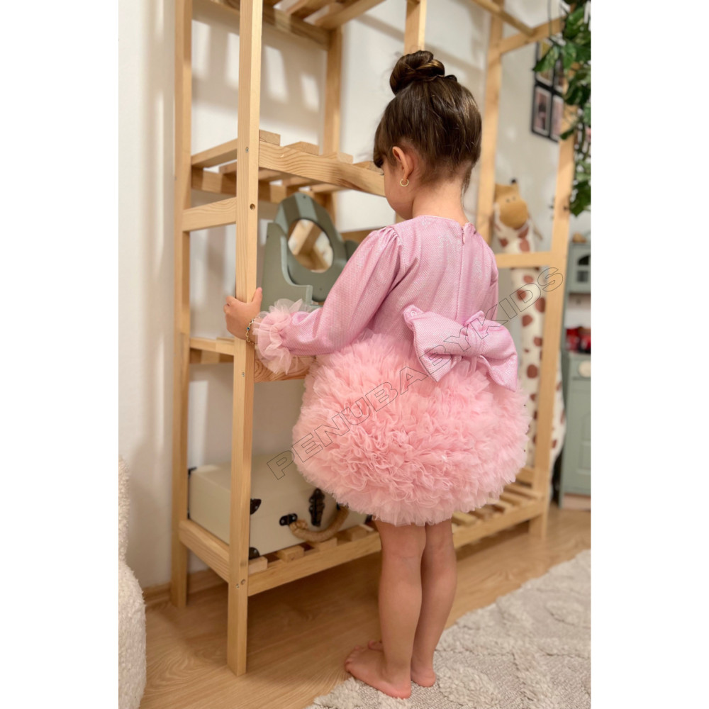 penu baby kids Pembe Tütülü Uzun Kol Kız Bebek Elbise - Princess 2-3 Yaş Beden Elbise Fiyatı