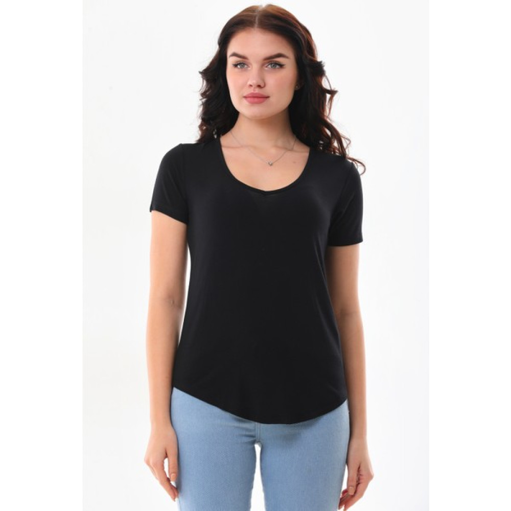 Penye Bizden Extra Yumuşak Viscon Tişört-Siyah Bayan T-shirt Fiyatı