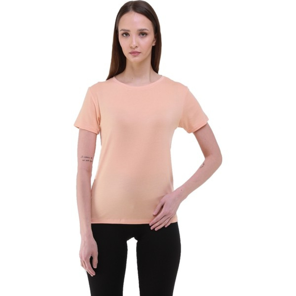 Penye Bizden Kadın Bisiklet Yaka Viskon Likra Kısa Kollu Tişört-Kavun Içi Bayan T-shirt Fiyatı