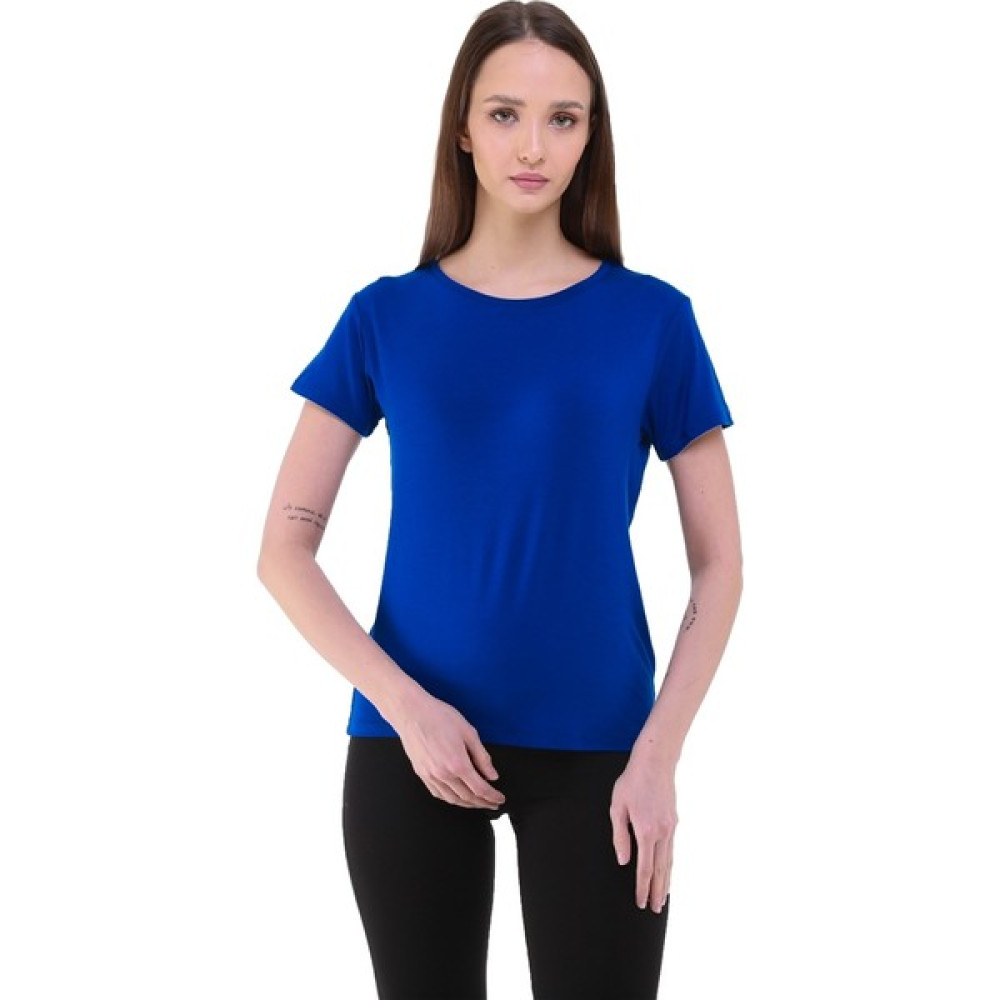 Penye Bizden Kadın Bisiklet Yaka Viskon Likra Kısa Kollu Tişört-Saks Bayan T-shirt Fiyatı