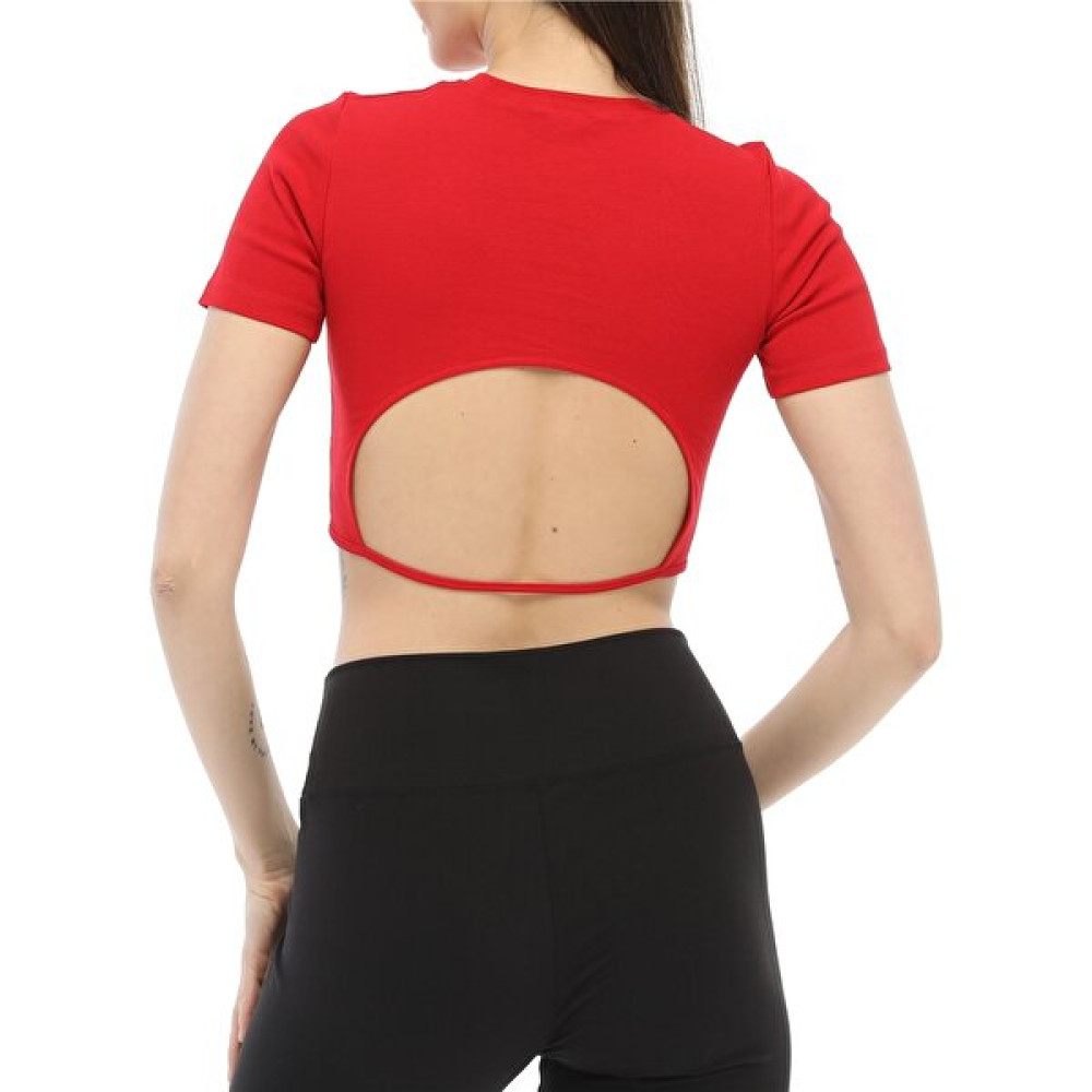 Penye Bizden Kadın Sırtı Açık Crop-Kırmızı Bayan T-shirt Fiyatı