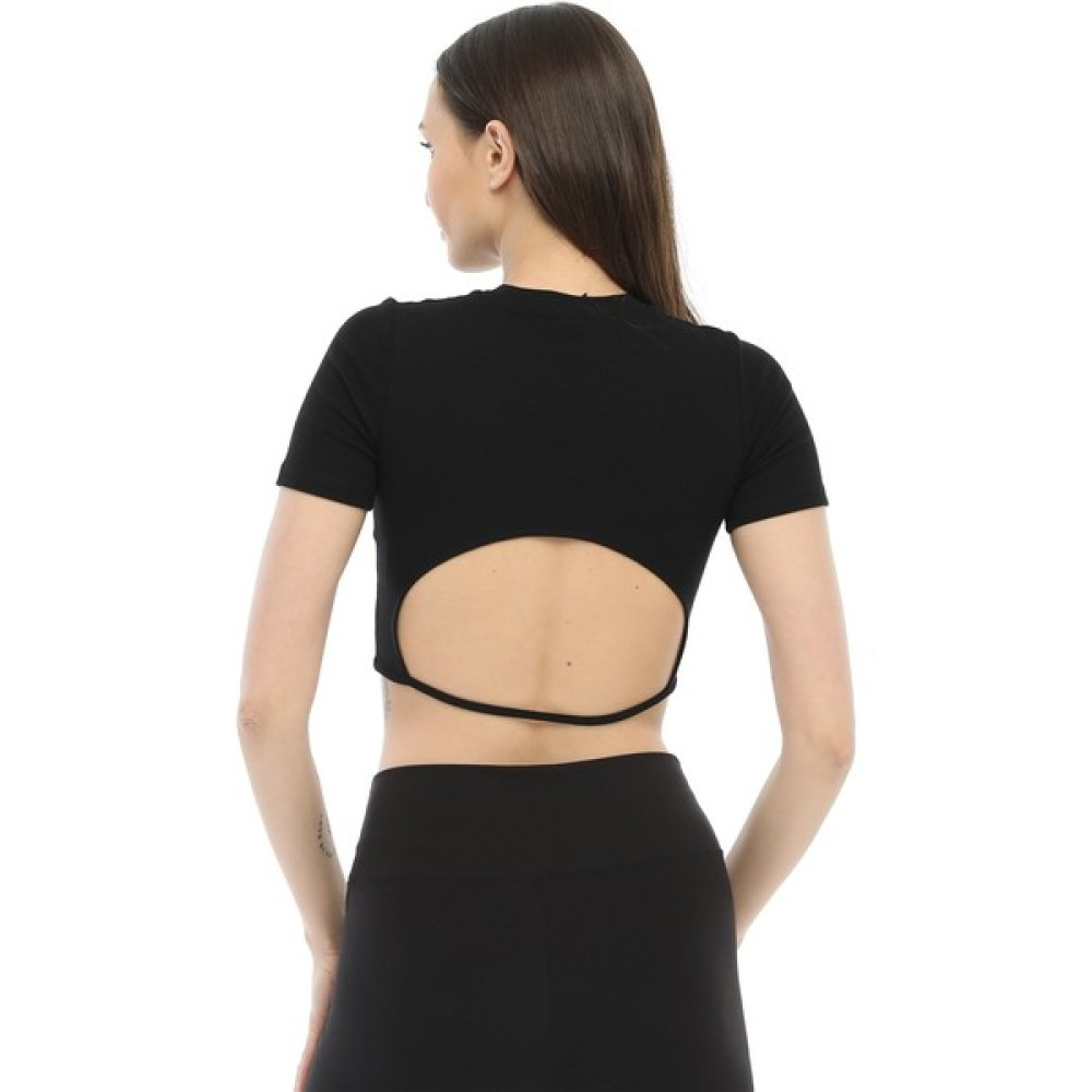 Penye Bizden Kadın Sırtı Açık Crop-Siyah Bayan T-shirt Fiyatı