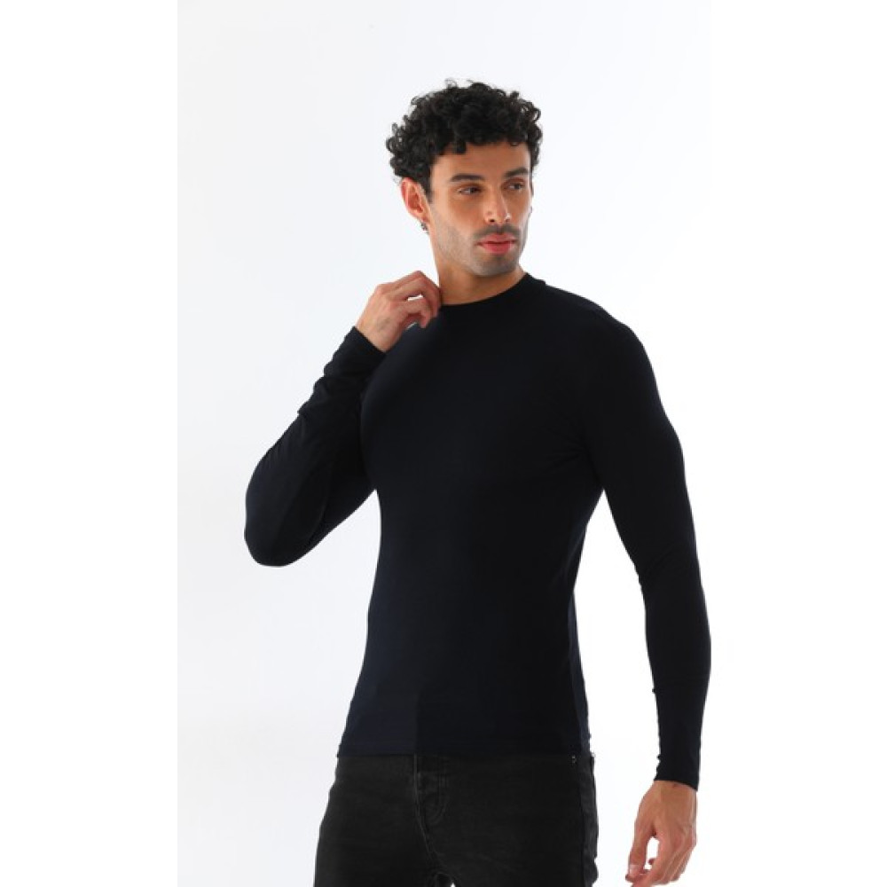 penyebizden Erkek Dik Yaka Slim Fit Pamuk Likra Tişört-Siyah Erkek T-shirt Fiyatı