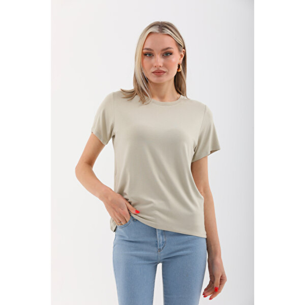 penyebizden Viskon Dökümlü Tişört-Bej Bayan T-shirt Fiyatı