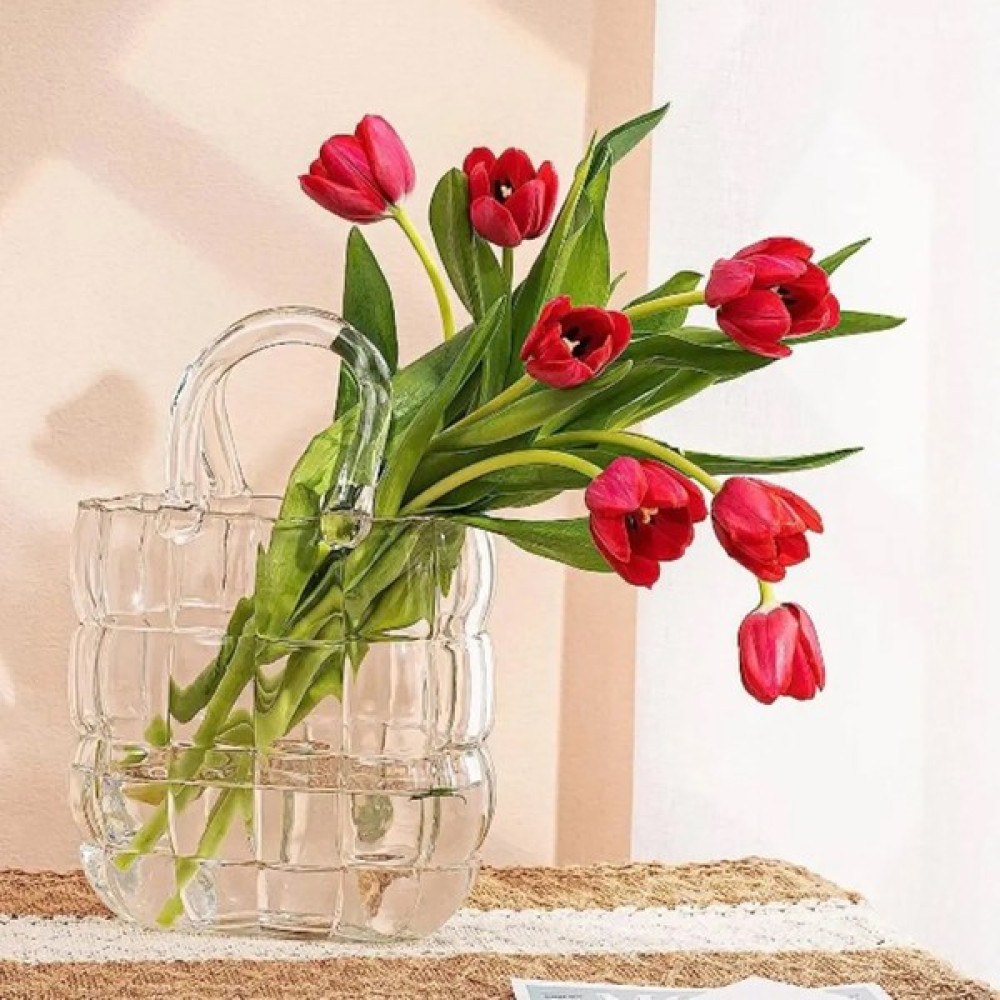 Peony Studio Dekoratif Çanta Şeklinde Cam Vazo Bubble GB002-TR - Beyaz Vazo Fiyatı