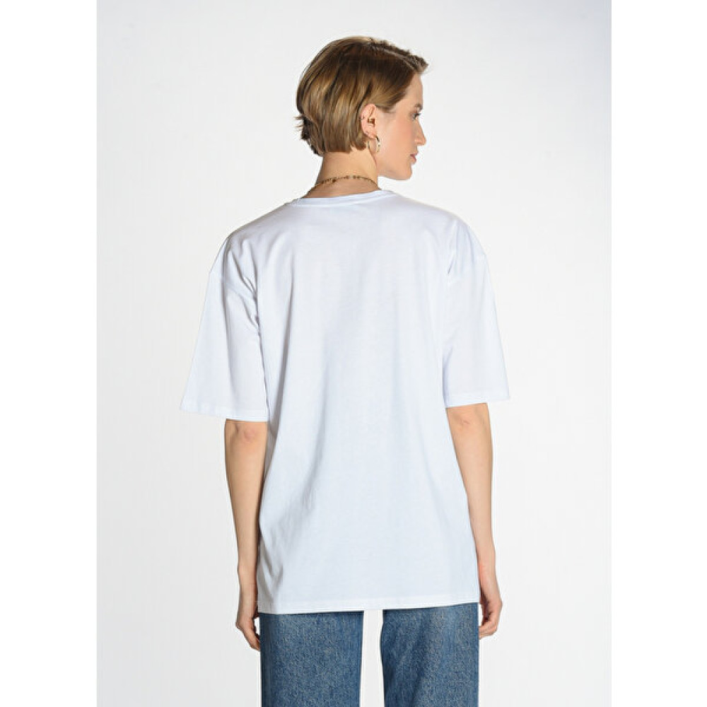 People By Fabrika Beyaz Kadın T-Shirt PFKSS22TS0049 Bayan T-shirt Fiyatı