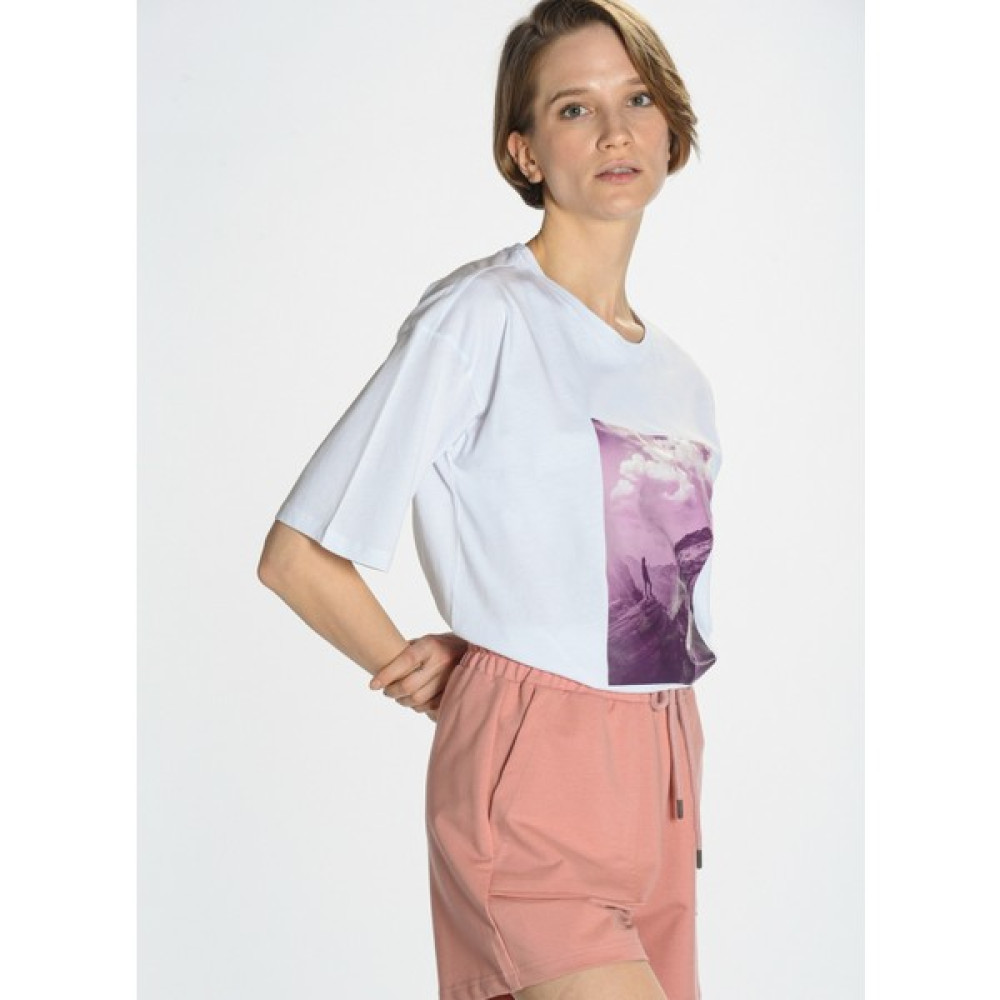 People By Fabrika Beyaz Kadın T-Shirt PFKSS22TS0053 Bayan T-shirt Fiyatı