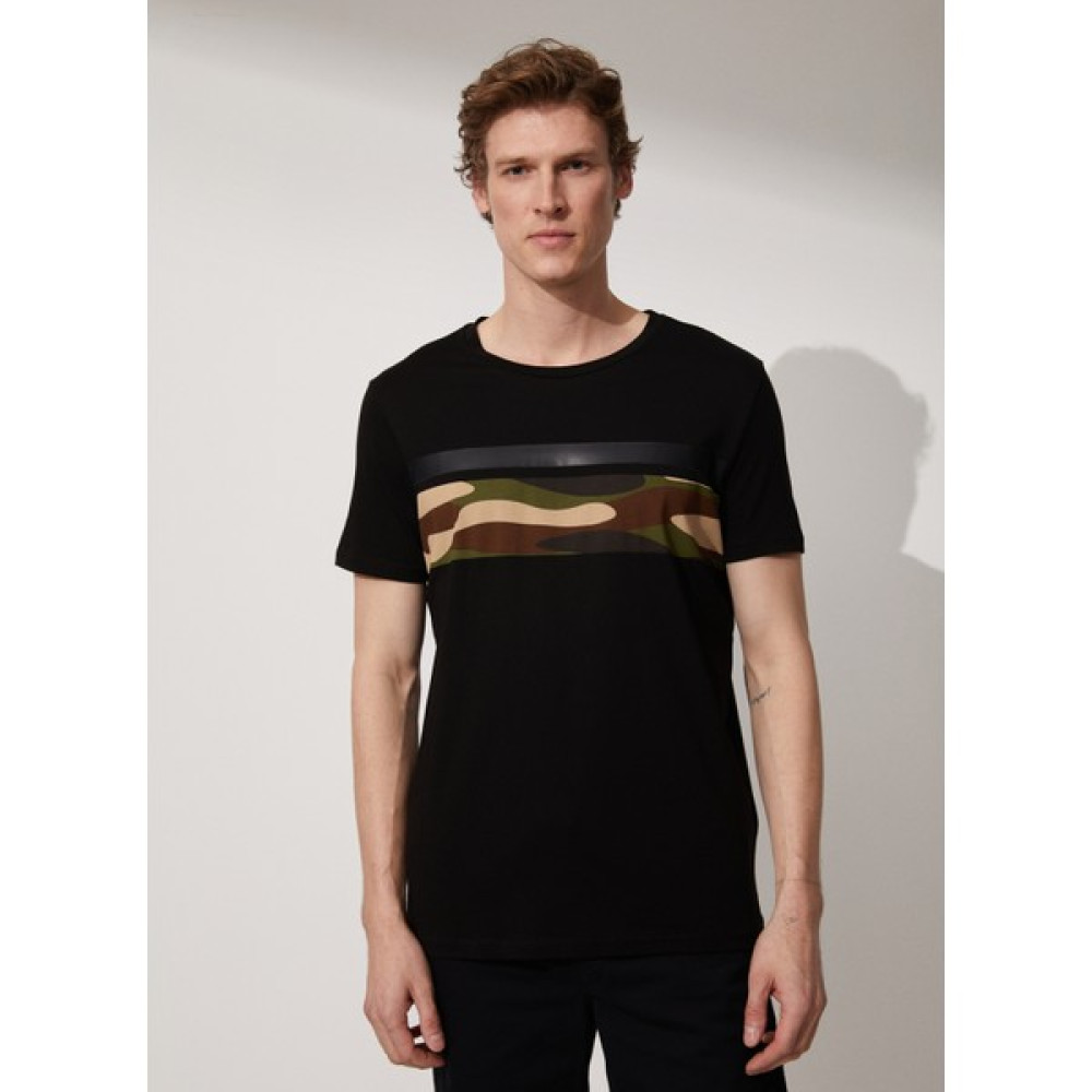 People By Fabrika Bisiklet Yaka Baskılı Siyah Erkek T-Shirt M014 Erkek T-shirt Fiyatı