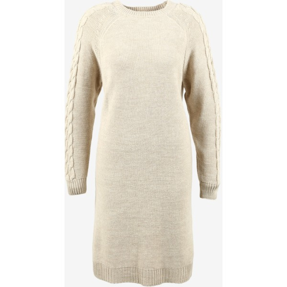 People By Fabrika Bisiklet Yaka Örgü Desenli Bej Kısa Kadın Elbise FW23-22K-T1039 Elbise Fiyatı