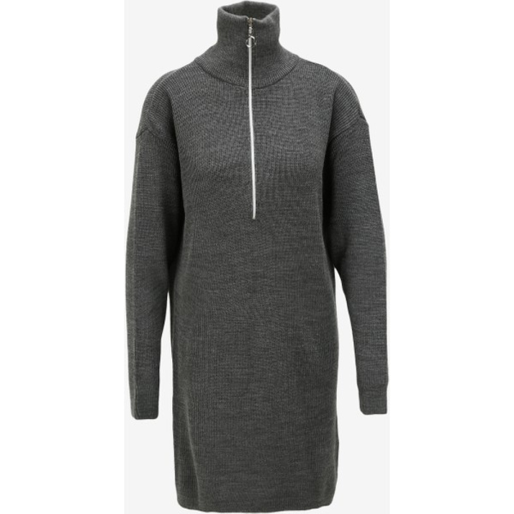 People By Fabrika Fermuarlı Yaka Düz Gri Melanj Kısa Kadın Elbise Fw23-22K-T0061 Elbise Fiyatı