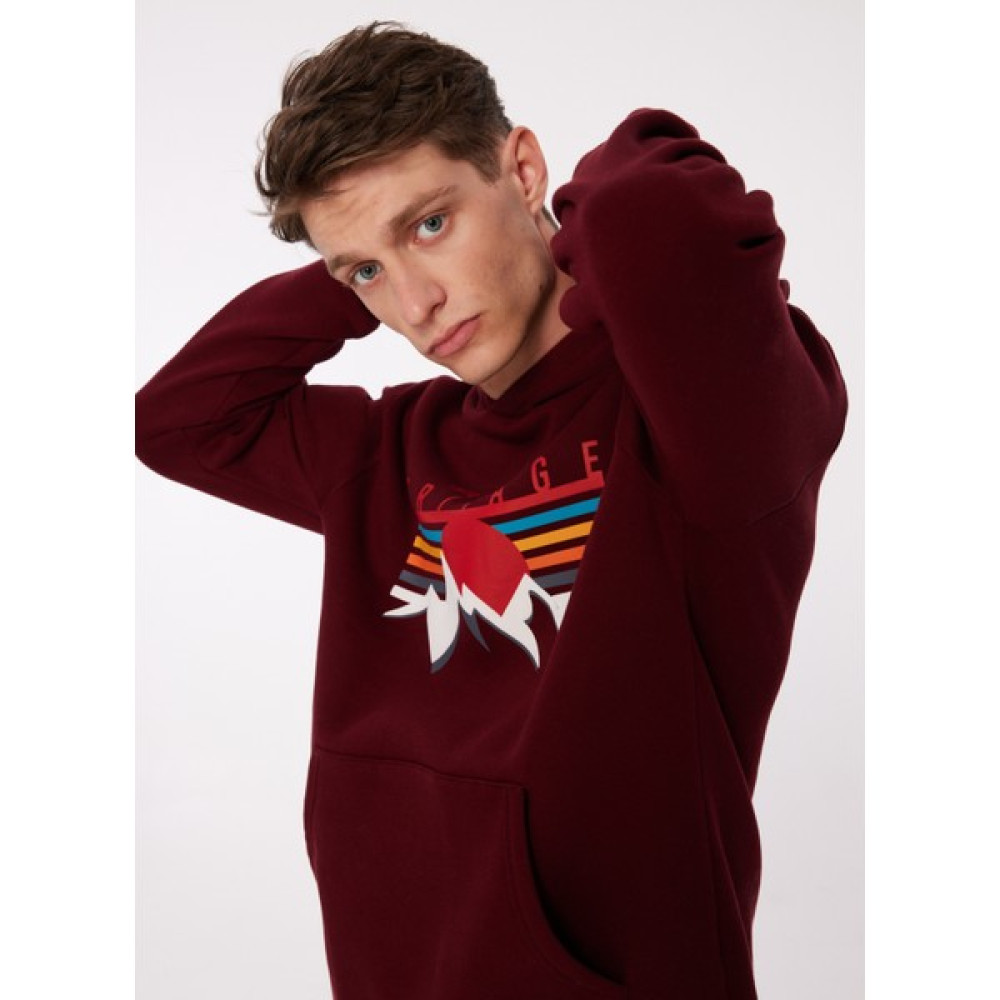 People By Fabrika Kapüşon Yaka Baskılı Bordo Erkek Sweatshırt SPBF3WM-SWT5007 Erkek Sweatshirt Fiyatı