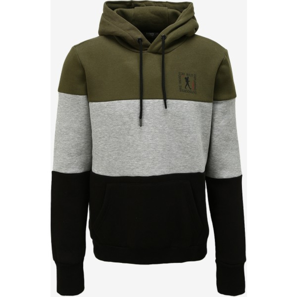 People By Fabrika Kapüşon Yaka Baskılı Haki - Gri Melanj Erkek Sweatshırt SPBF3WM-SWT5005 Erkek Sweatshirt Fiyatı