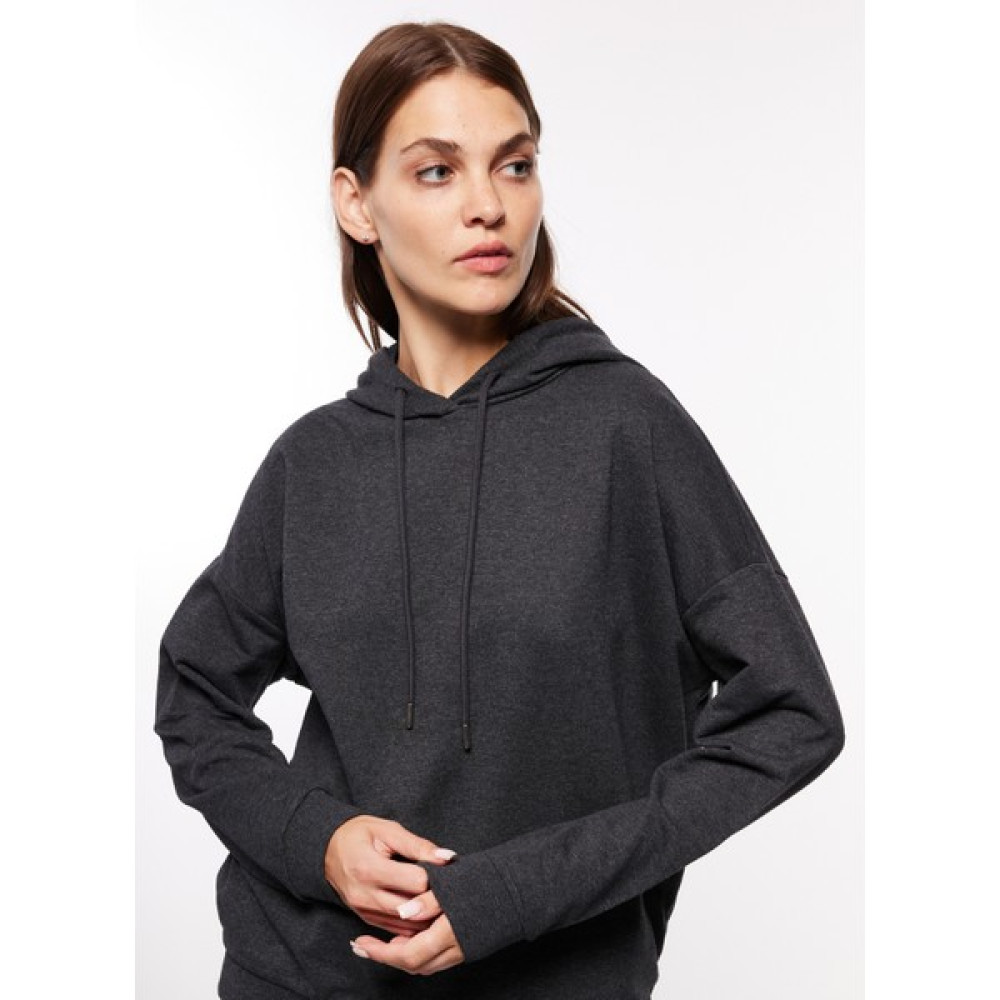 People By Fabrika Kapüşon Yaka Düz Antrasit Kadın Sweatshırt FW23-AW22-SV0210-9 Bayan Sweatshirt Fiyatı