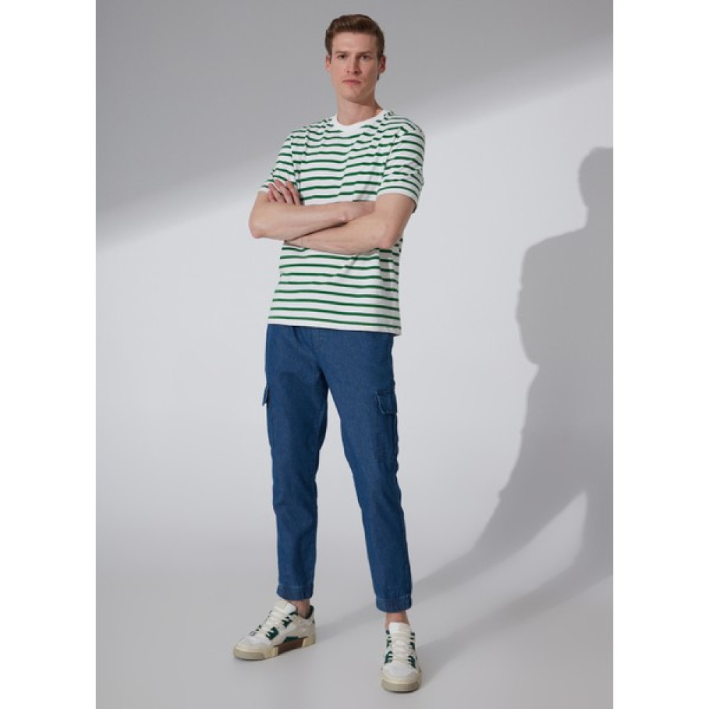 People By Fabrika Lastikli Bel Lastikli Paça Normal Mavi Erkek Pantolon 23PT04 Erkek Pantolon Fiyatı