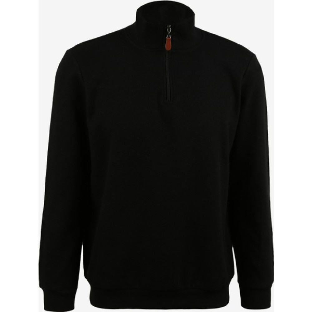 People By Fabrika Yarım Balıkçı Yaka Düz Siyah Erkek Sweatshırt SPBF3WM-SWT5006 Erkek Sweatshirt Fiyatı