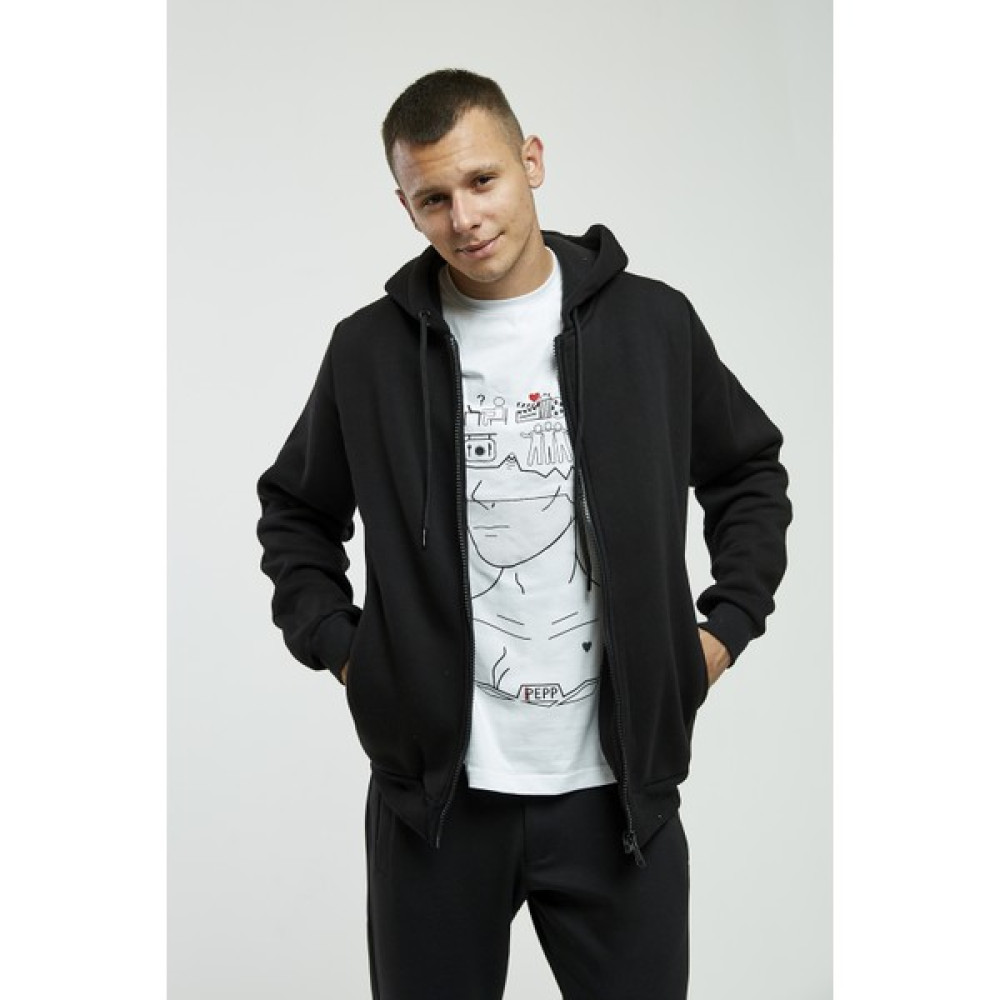Pepp Jeans Siyah Kapüşonlu, Fermuarli Erkek Sweatshirt Erkek Sweatshirt Fiyatı