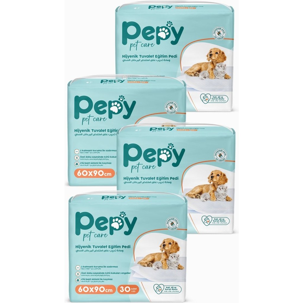 Pepy Hijyenik Tuvalet Eğitim Pedi 60x90 cm 120 Adet 4 Paket Evcil Hayvanlar İçin Evcil Hayvan Ürünleri Fiyatı