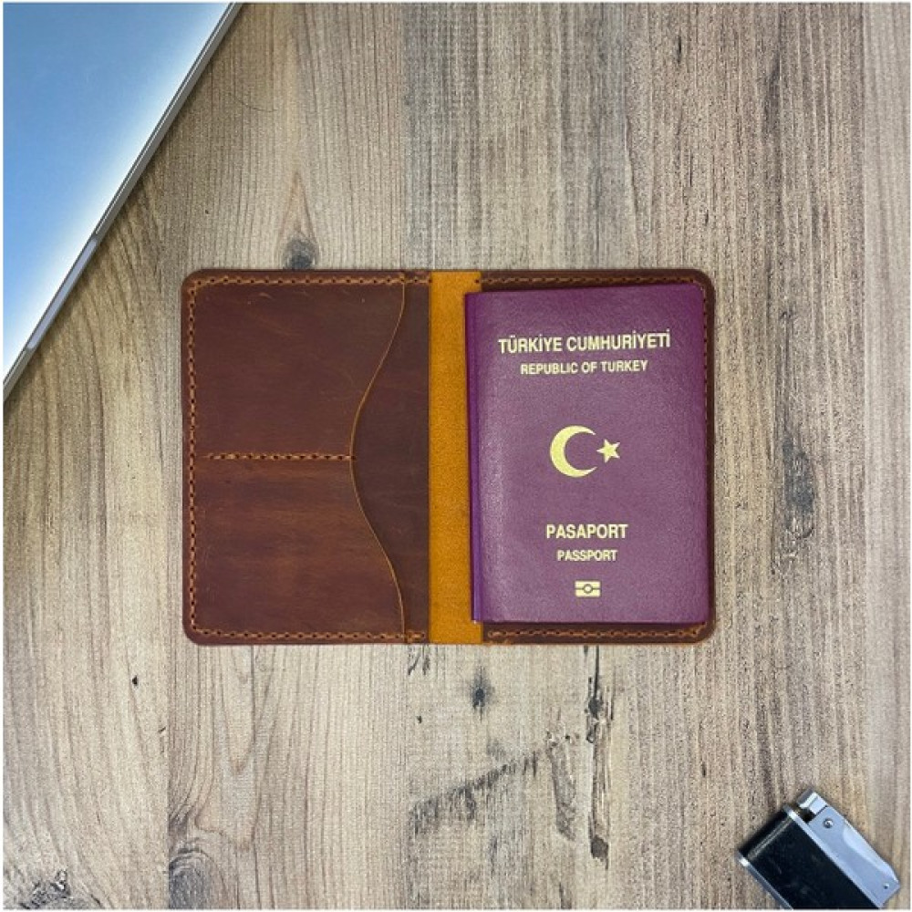Pera Deri Deri El Yapımı Seyahat Cüzdanı - Pasaport Kılıfı - Camel Erkek Cüzdan Fiyatı