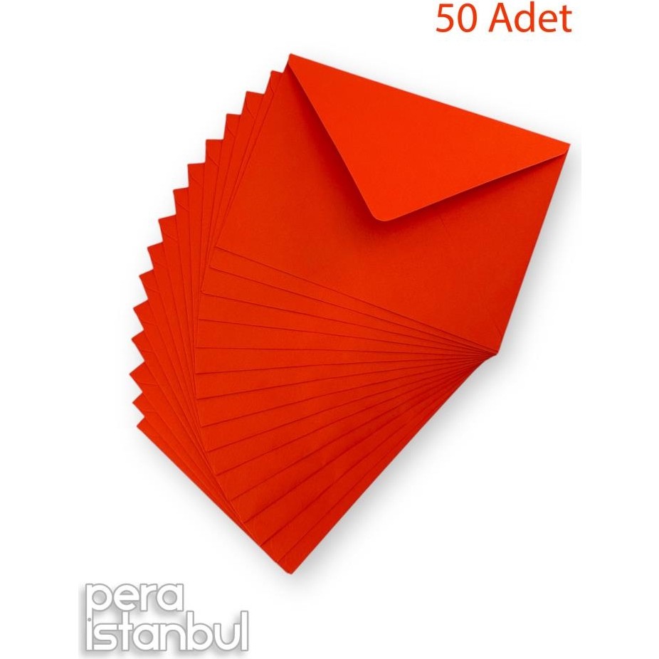 Pera İstanbul 50 Adet 13X18 Kırmızı Davetiye Lüks Tebrik Kartı Mektup Mühür Cüzdan Büyük Kapasiteli Zarf - Davetiye Zarfı Zarf Fiyatı