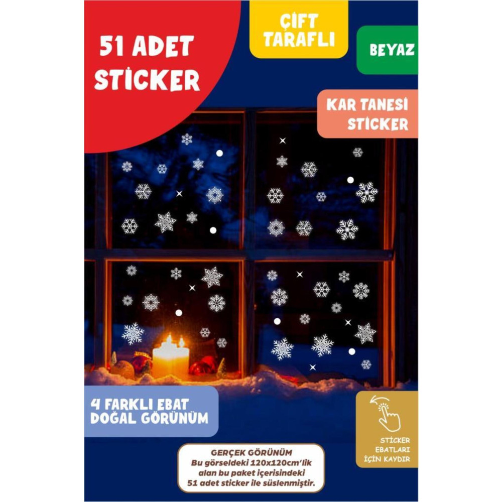 Pera İstanbul Yılbaşı Kar Tanesi Cam Sticker Çift Yönlü Görünüm Yeni Yıl Süsleme Tüm Yüzeylere Uygun Yaş Günü & Parti Fiyatı