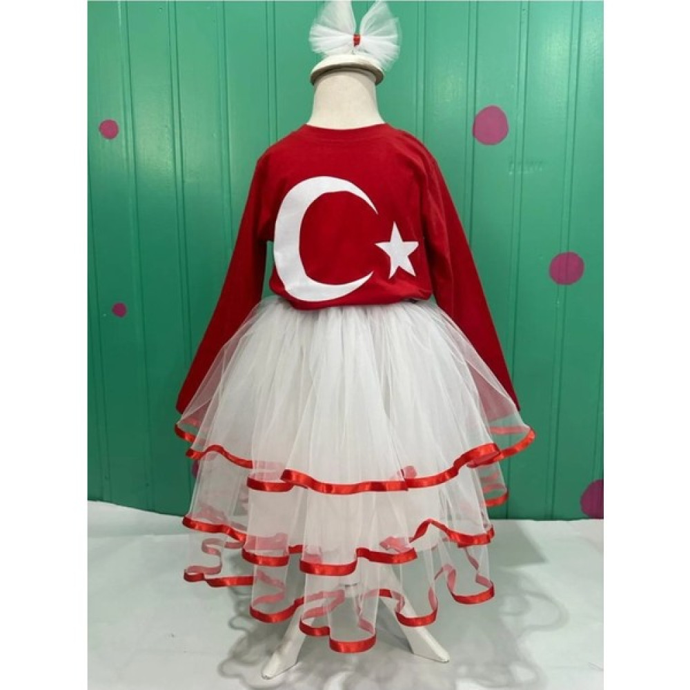 Pera Kozmetik Kostüm 23 Nisan-29 Ekim Etekve Uzun Kollu T-Shirt - 6 Yaş - Kırmızı - Beyaz Oyuncak Fiyatı