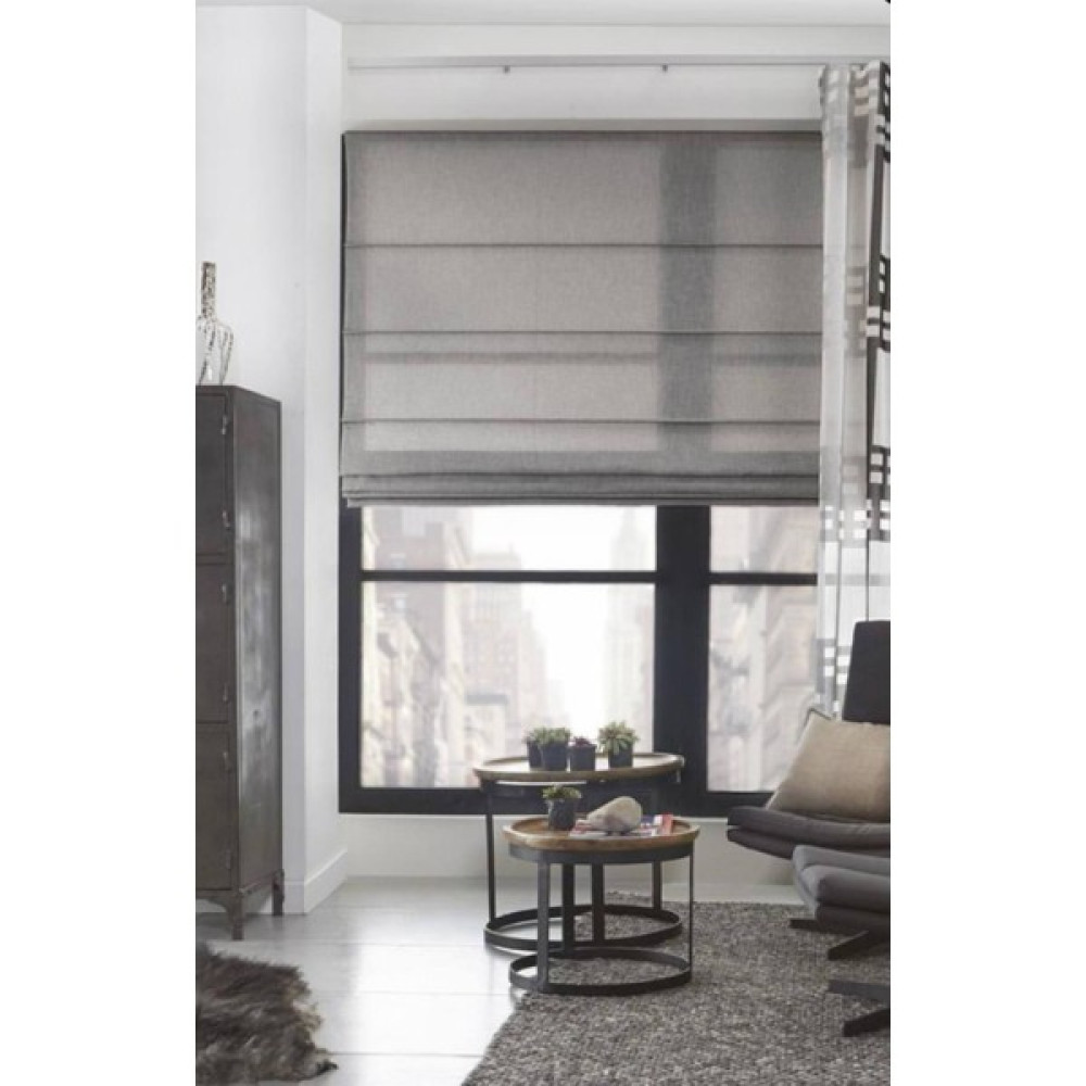 Pera Store Katlamalı Keten Tül Perde - 50 x 50 cm - Gri Stor Perde Fiyatı