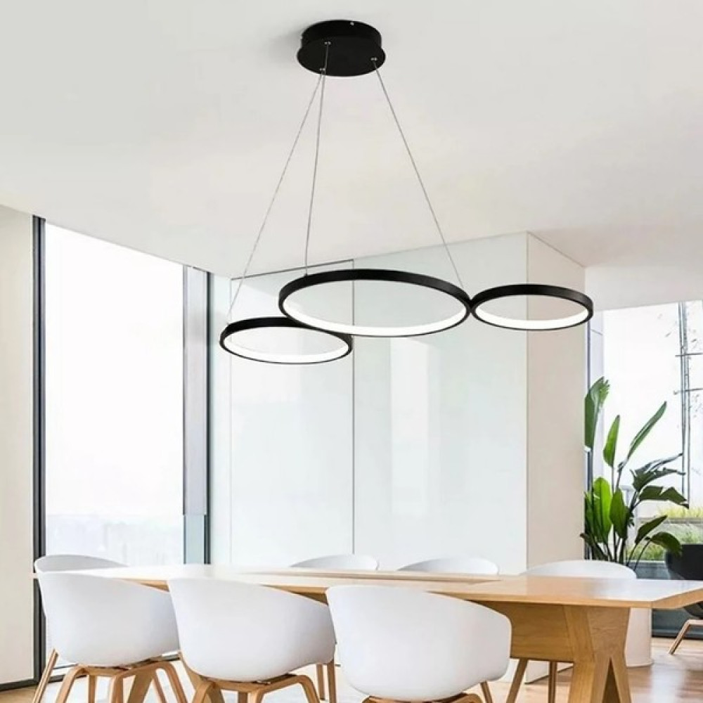 Pera Teknoloji 3 'lü Halka Sarkıt / 90 cm / Antrasit Gövde / Ledli Modern Sarkıt Akıllı Avize / 3 Renk / 3 Yıl Garanti - 3'lü Avize Fiyatı
