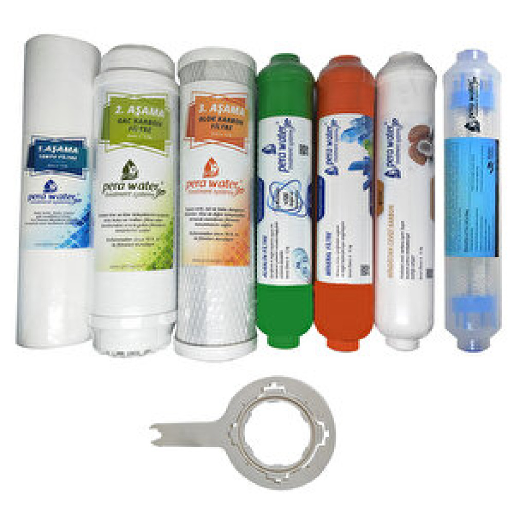 Pera Water  Açık Kasa Su Arıtma Cihazlarına Uygun Mebransız 7'li Alkali + Mineral + Detox  Filtre Seti Açma Anahtarı Hediyeli Su Arıtma Cihazı Fiyatı