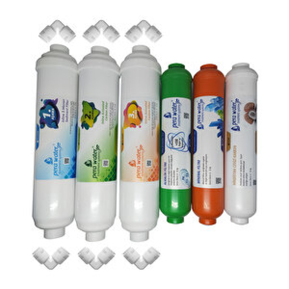 Pera Water  Kapalı Kasa Su Arıtma Cihazlarına Uygun Mebransız İnline  6'lı Mineral + Alkali Filtre Seti  Bağlantı Dirseği Hediyeli Su Arıtma Cihazı Fiyatı