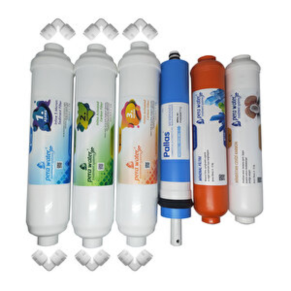 Pera Water  Kapalı Kasa Su Arıtma Cihazlarına Uygun Pallas 80 Gpd İnline  6'li Mineral Filtre Seti  Bağlantı Dirseği Hediyeli Mineral Filtre Su Arıtma Cihazı Fiyatı