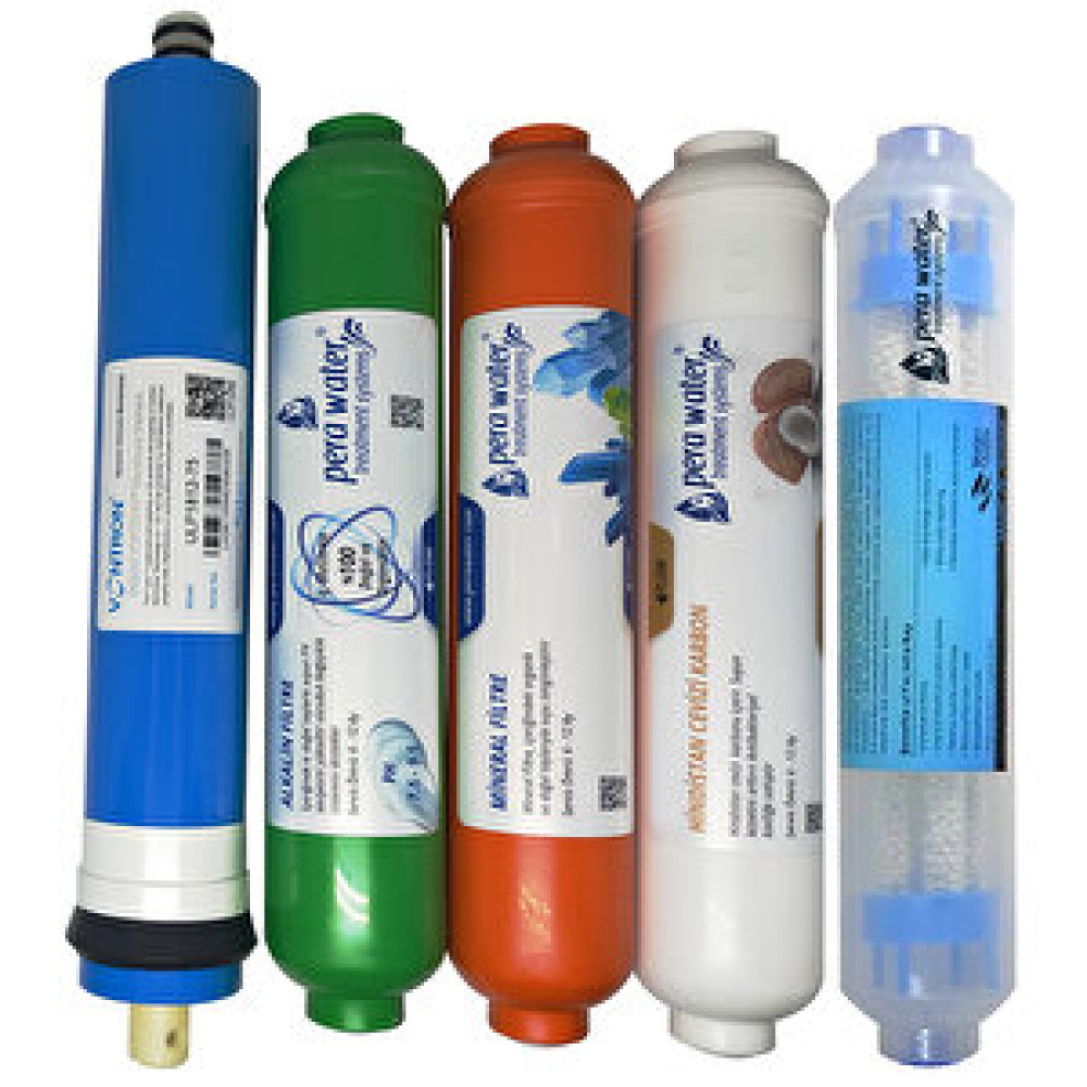 Pera Water  Tüm Su Arıtma Cihazlarına Uygun Vontron 75 Gpd Mebran + Alkali + Mineral + Detox + Hindistan Cevizi Tatlandırıcı Filtre Su Arıtma Cihazı Fiyatı