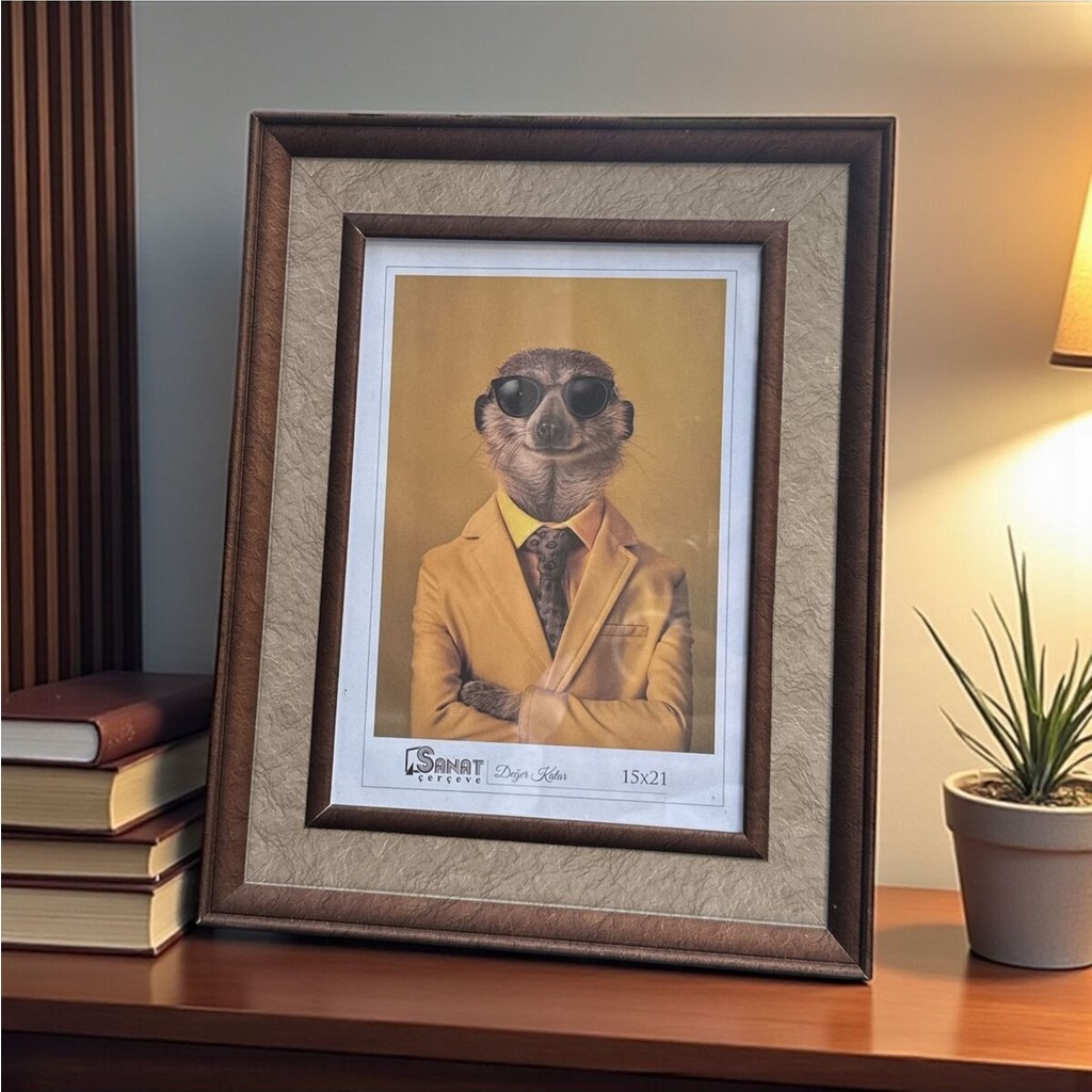 Peramari Dekoratif Ahşap Sanat Resim Çerçevesi Kahverengi-Krem 15X21 cm - 15 x 21 - Kahverengi Diğer Fiyatı
