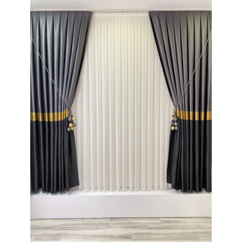 Perde Pendik Pano Fon Perde Gri Gold (Tek Kanat)),sık Pile,fon,rustik,blackout,keten,pileli,karartma - 80 x 270 cm - Gri - Gold Fon Perde Fiyatı