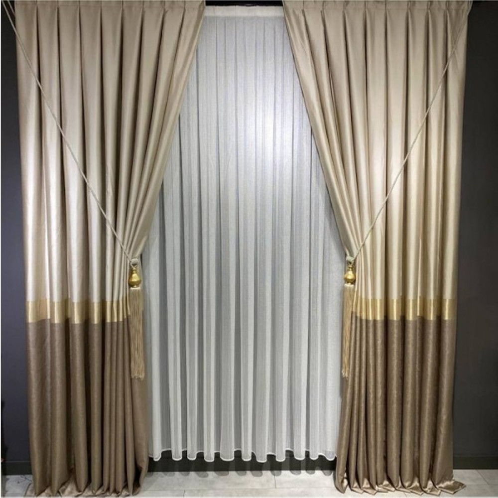 Perde Pendik Pano Fon Perde Krem Vizon Gold (Tek Kanat) - 90 x 260 cm Fon Perde Fiyatı