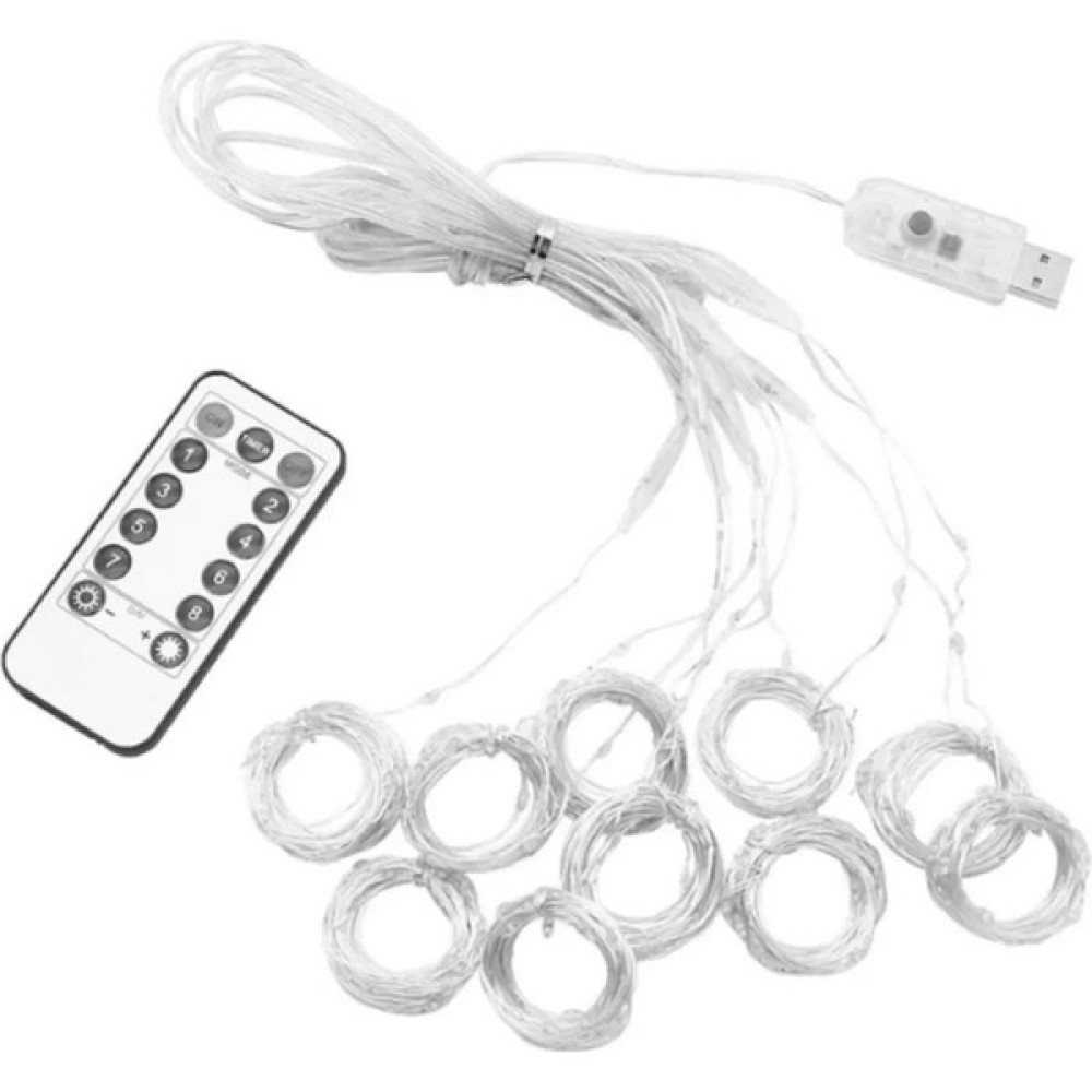 Perde Peri LED 2,5m X2,5m 10 Saçak Gün Işığı Kumanda/usb/animasyon Led Aydınlatmalar Fiyatı