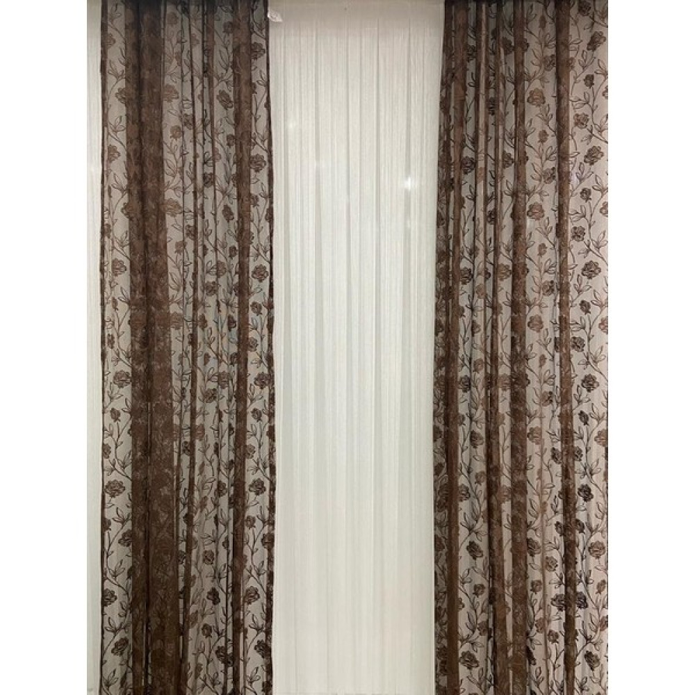 Perdefon Tül Fon Perde Pilesiz 140X260 2 Adet - 140 x 260 cm - Kahverengi Tül Perde Fiyatı