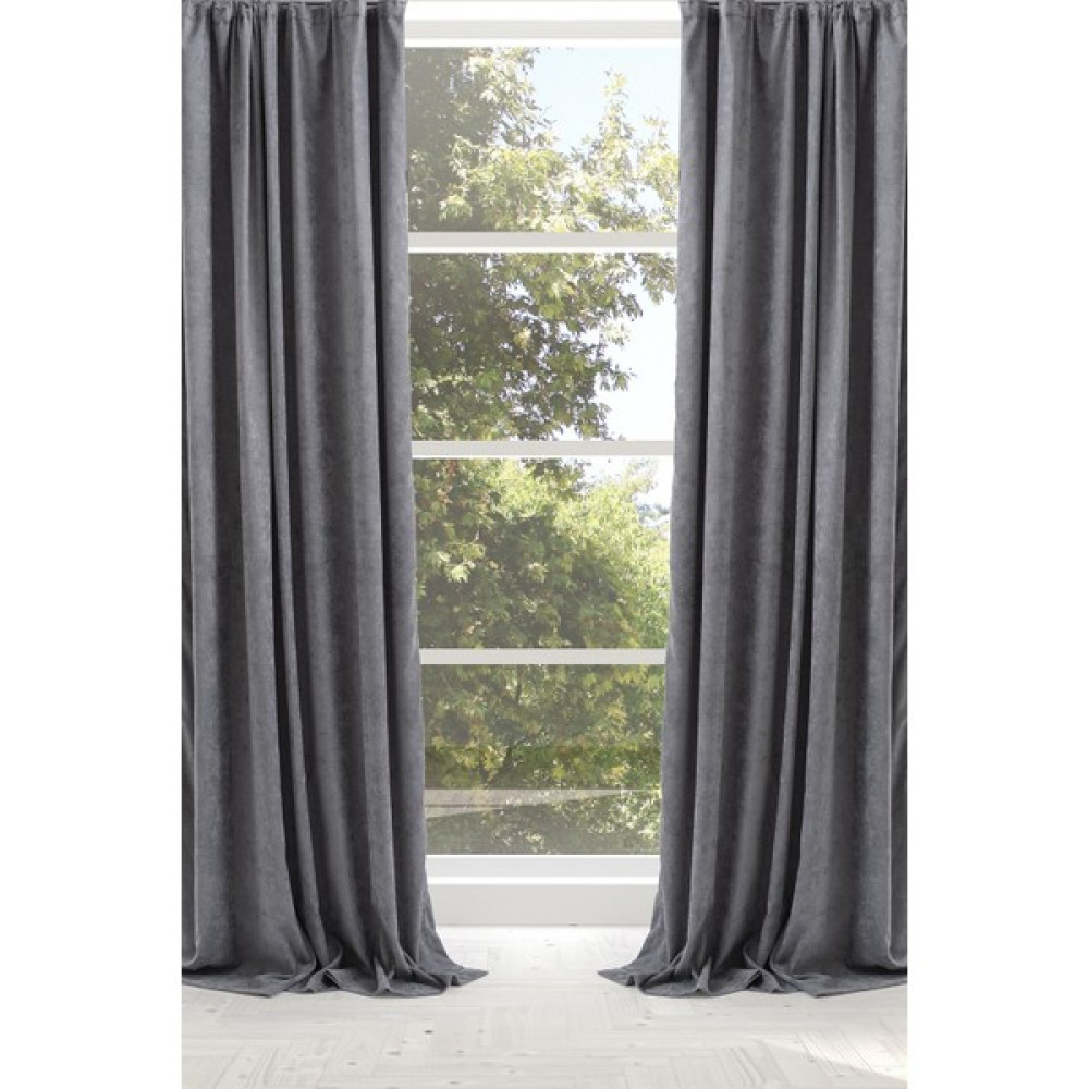 Perdelique Petek Kadife Dokulu Koyu Gri Ipli Büzgü Perde - 200 x 260 cm Fon Perde Fiyatı